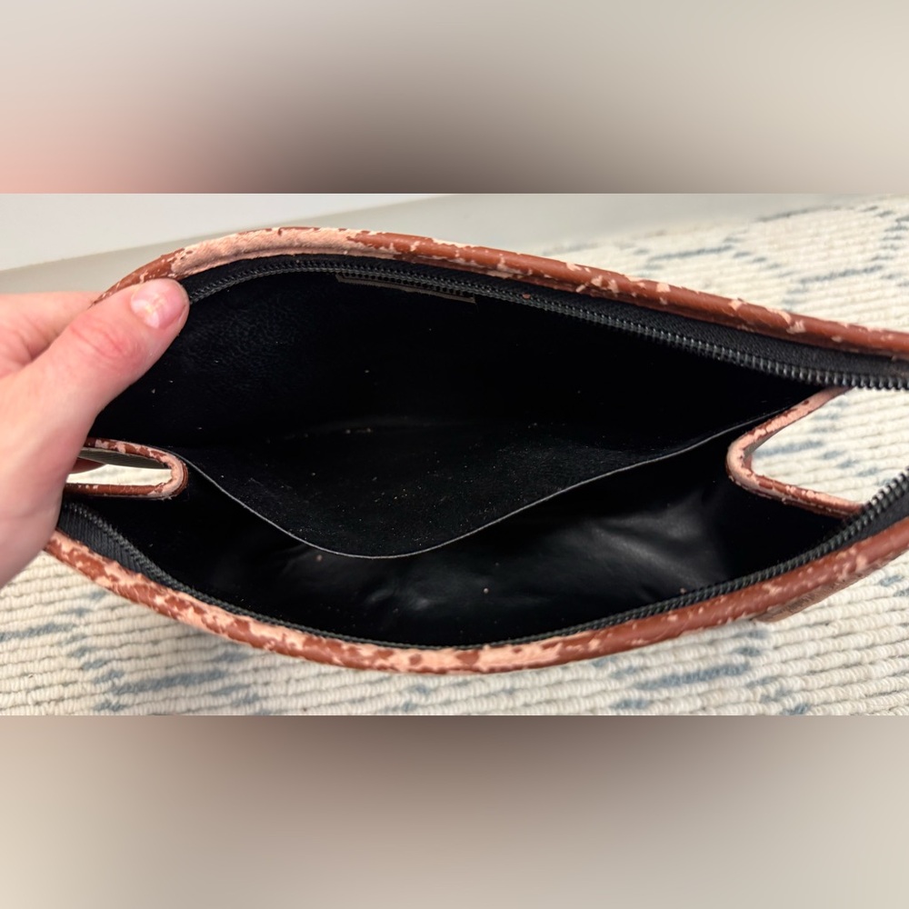 FENDI Vintage Classic Brown Canvas Leather Pequin Striped Logo Clutch Pouch - Picture 16 of 16
